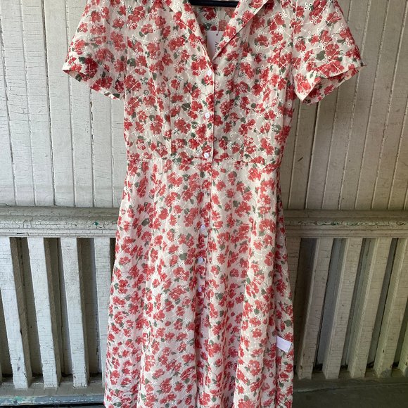 ALANTINO FLORAL PRINT COTTON SHIRT DRESS - Picture 1 of 10